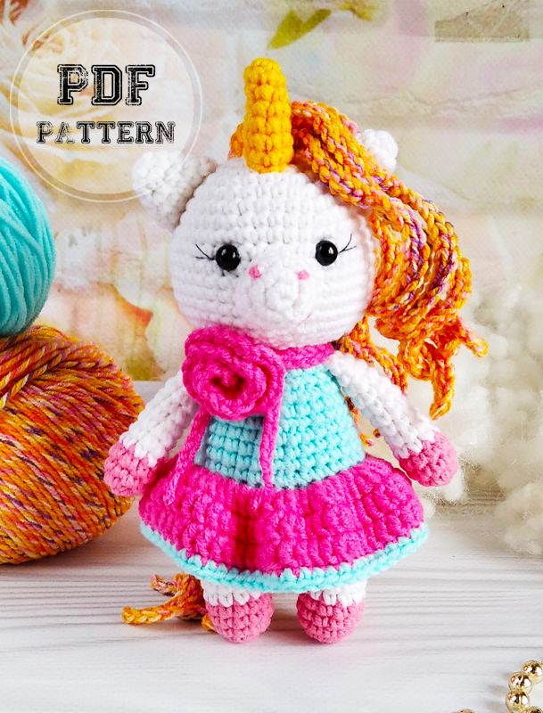 Crochet Unicorn Girl with Dress Amigurumi PDF Pattern (2)