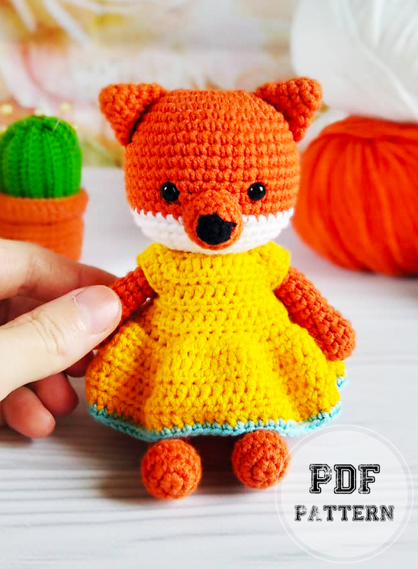 CrochetFox girl with Dress Amigudumi PDF Pattern (1)