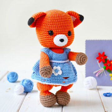 Blue Crochet Fox Dress Amigurumi PDF Pattern (1)