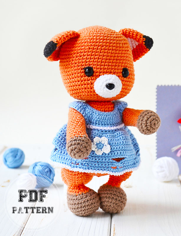 Blue Crochet Fox Dress Amigurumi PDF Pattern (2)