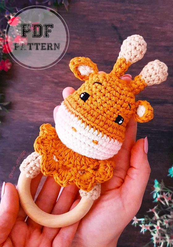Crochet Giraffe Rattle Sonajero Amigurumi PDF Pattern (1)