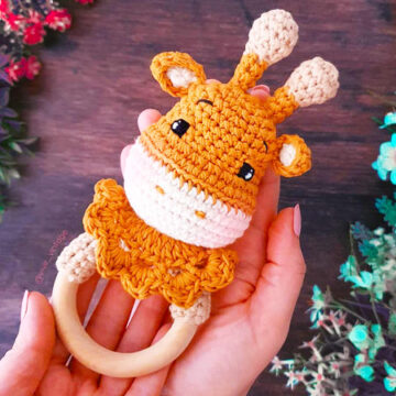 Crochet Giraffe Rattle Sonajero Amigurumi PDF Pattern (2)