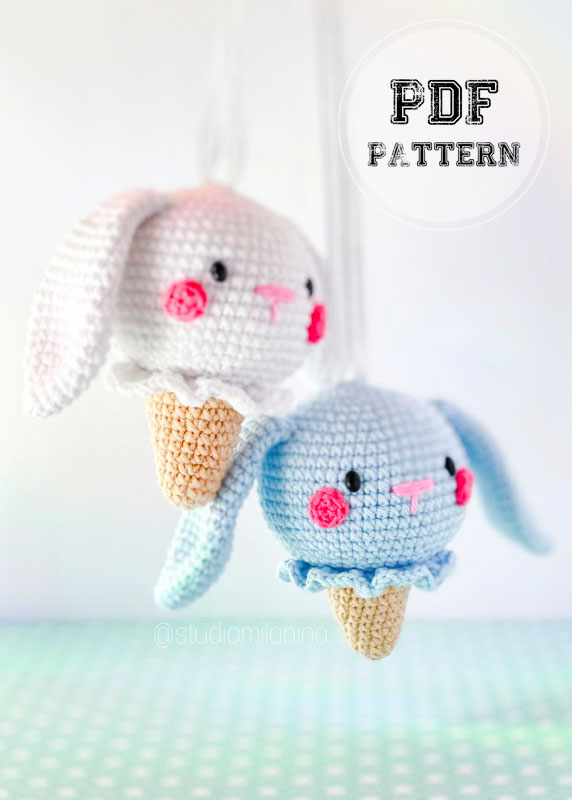 Crochet Ice Cream Bunny PDF Amigurumi Pattern (2)