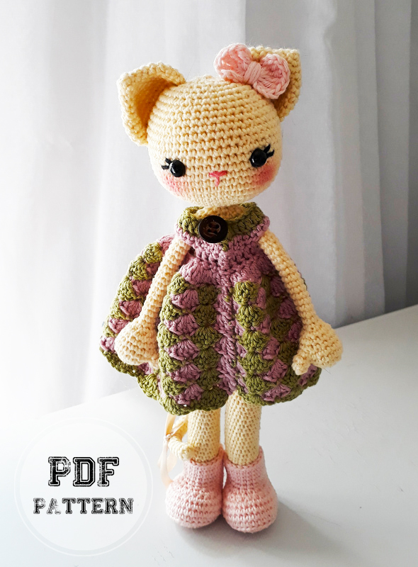 Crochet Kitty Doll with Dress Amigurumi PDF Pattern (2)