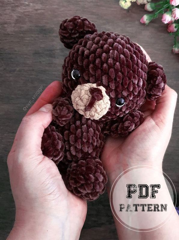 Plush Crochet Brown Teddy Bear Amigurumi PDF Pattern (2)