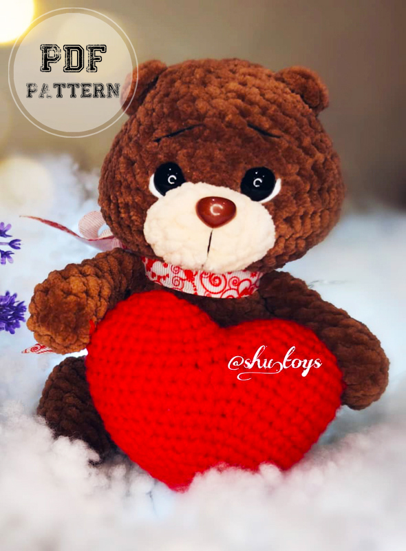 Bear with Heart Crochet Amigurumi PDF Pattern (1)