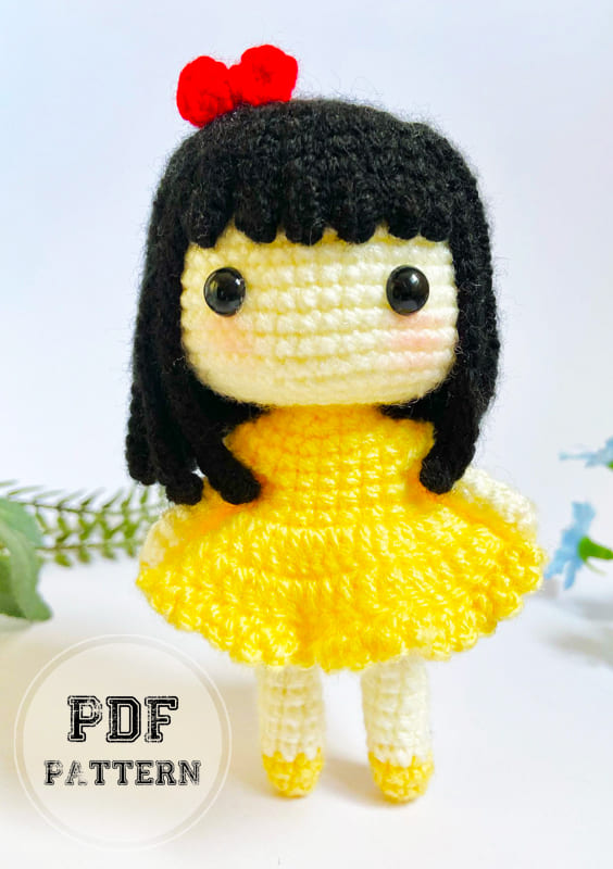 Easy Crochet Doll in Yellow Dress PDF Pattern (2)
