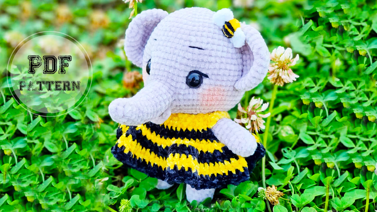 Elephant in Dress Crochet Amigurumi PDF Pattern (1)
