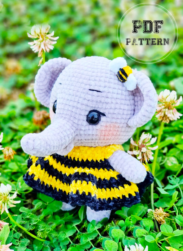 Elephant in Dress Crochet Amigurumi PDF Pattern (3)