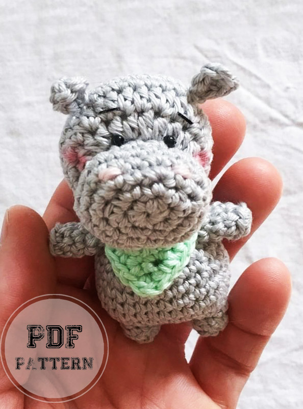 Hippo Crochet Keychain PDF Amigurumi Pattern