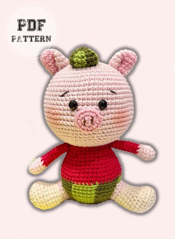 Watermelon Crochet Pig Amigurumi PDF Pattern (1)
