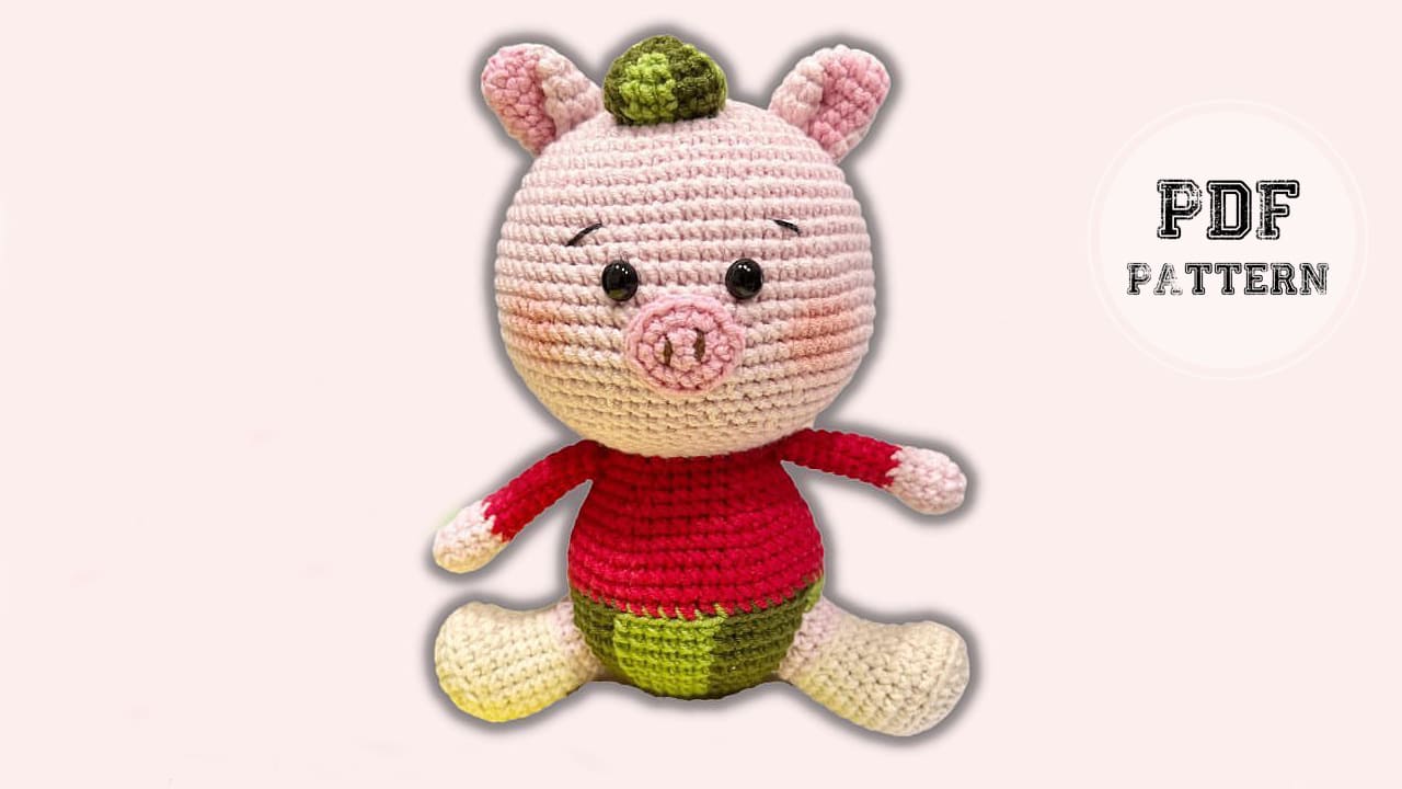 Watermelon Crochet Pig Amigurumi PDF Pattern (3)