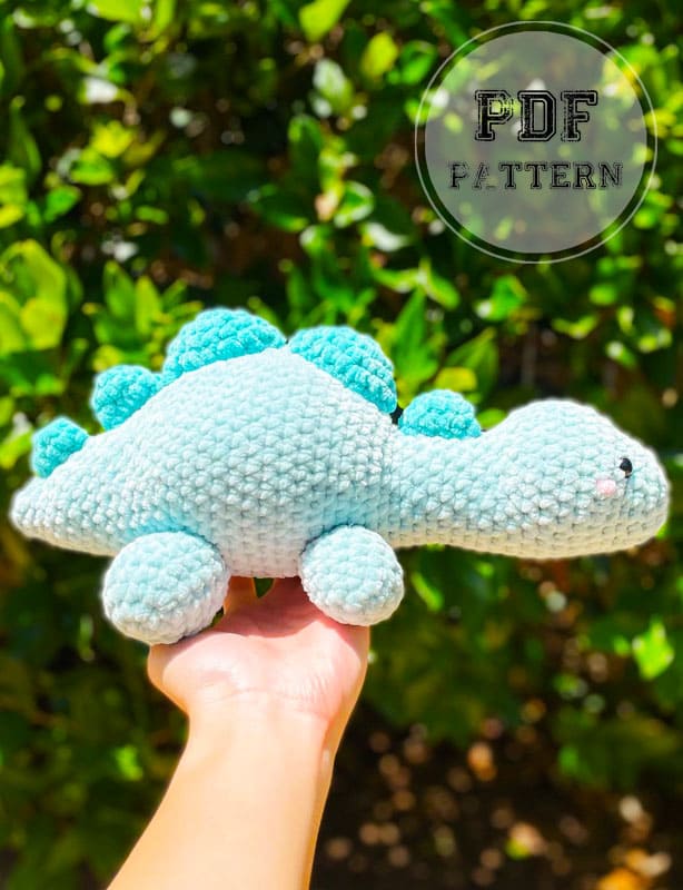 Crochet Blue Plush Dinosaur Amigurumi PDF Pattern (2)