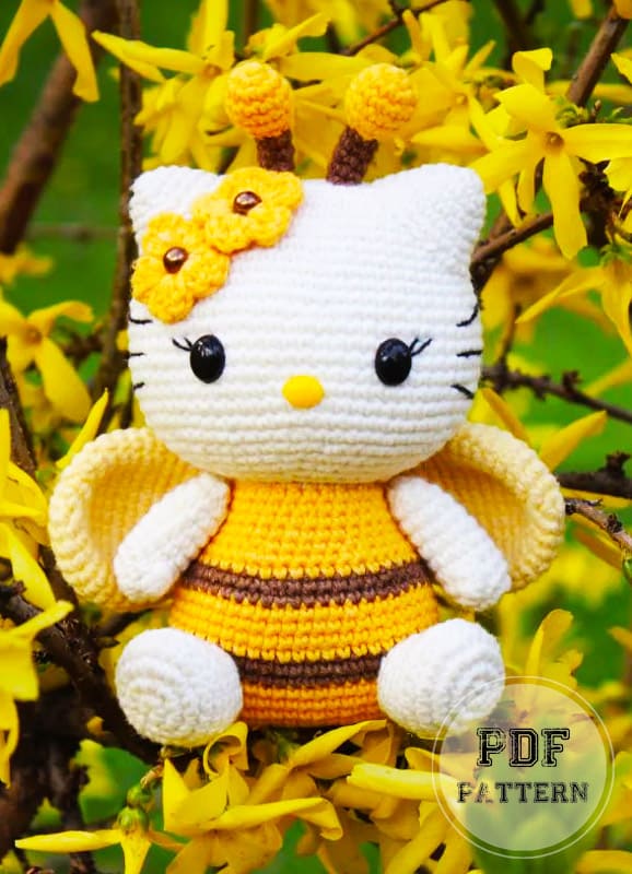 Spring Cat Bee Amigurumi PDF Crochet Pattern (1)