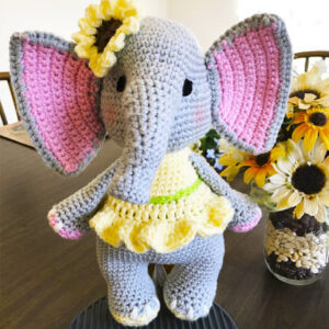 Sunflower Crochet Elephant Doll PDF Amigurumi Pattern (1)