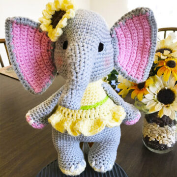 Sunflower Crochet Elephant Doll PDF Amigurumi Pattern (1)