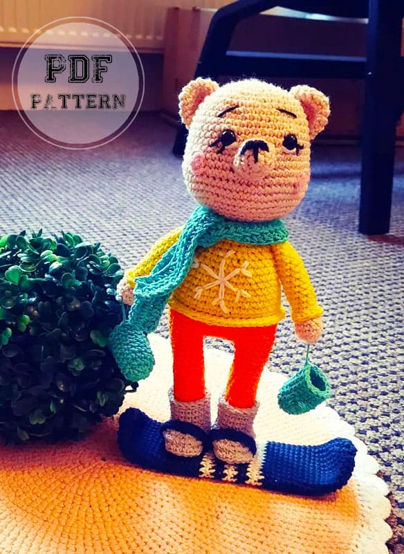 Bear with Snowboard Amigurumi PDF Free Pattern (2)