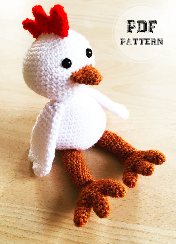 White Clever Chicken Crochet Amigurumi PDF Pattern (2)