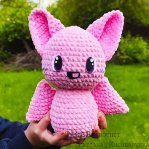 Plush Pink Crochet Bat Free Amigurumi Pattern (1)