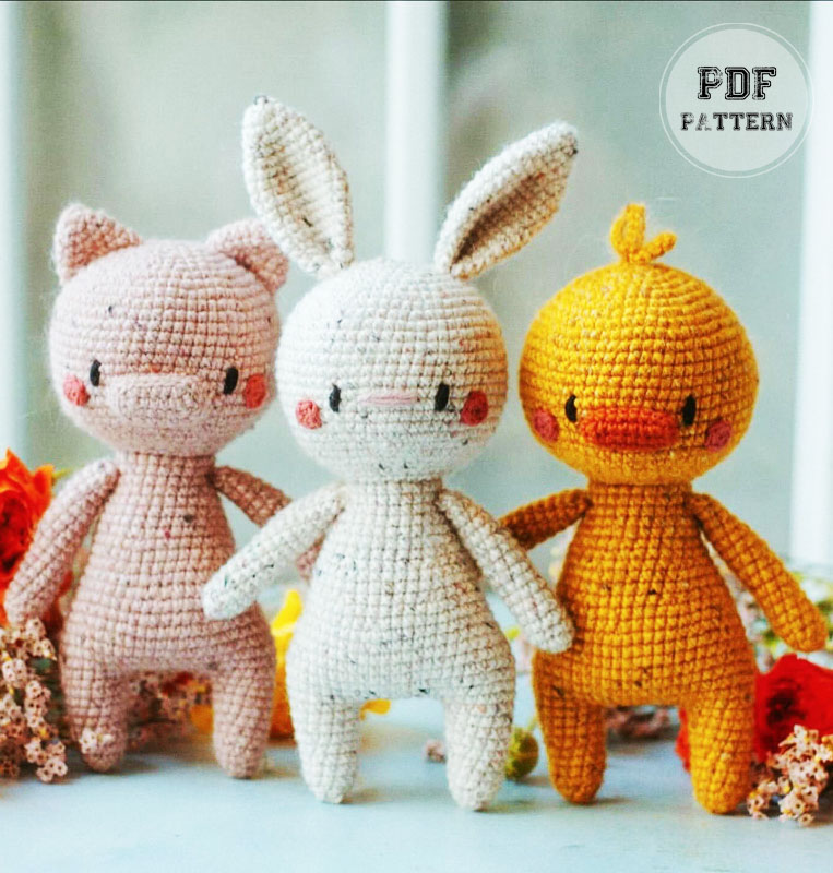 Bunny Duck and Piglet Crochet Amigurumi PDF Pattern (2)