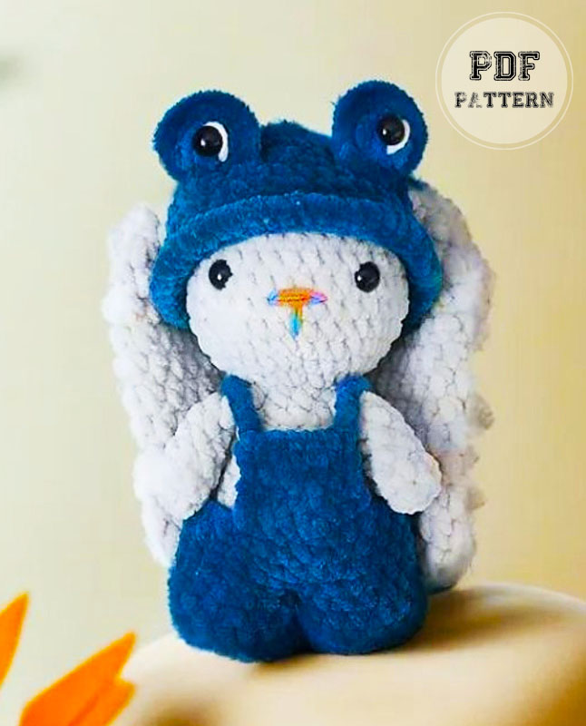 Bunny in Blue Frog Costume Free PDF Pattern