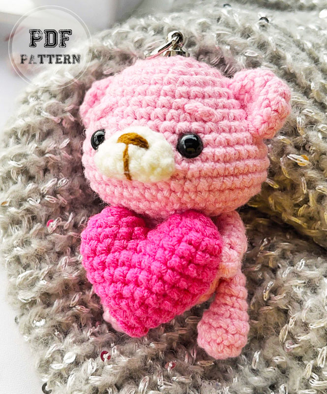 Little Pink Bear Crochet Keychain Free PDF Pattern (1)