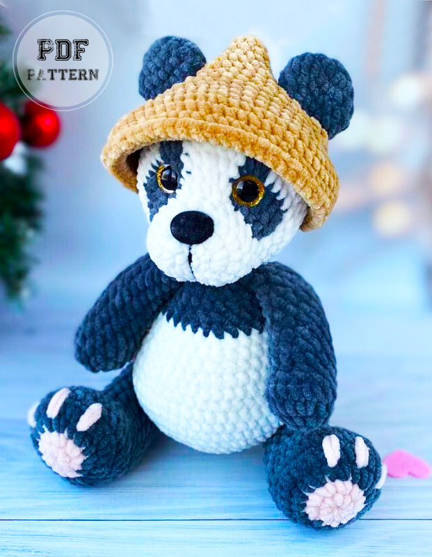 Plush Crochet Panda with Hat Free PDF Pattern (1)