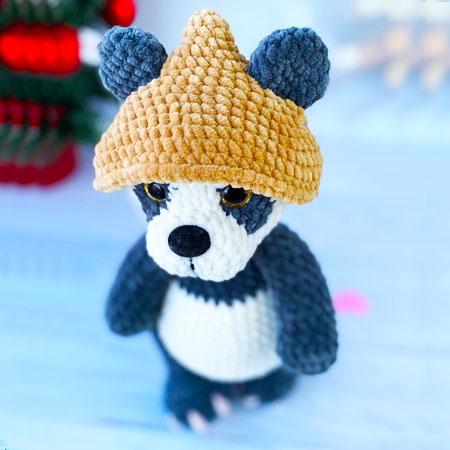 Plush Crochet Panda with Hat Free PDF Pattern