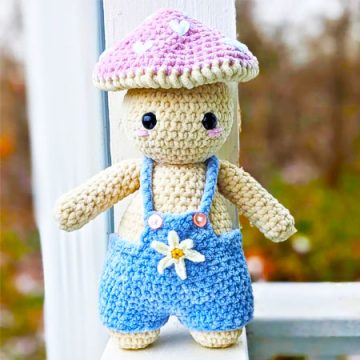 Mushroom Doll in Overalls Free PDF Crochet Pattern (2)