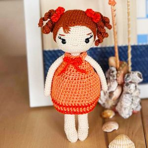 Crochet Doll in Orange Dress PDF Pattern (2)
