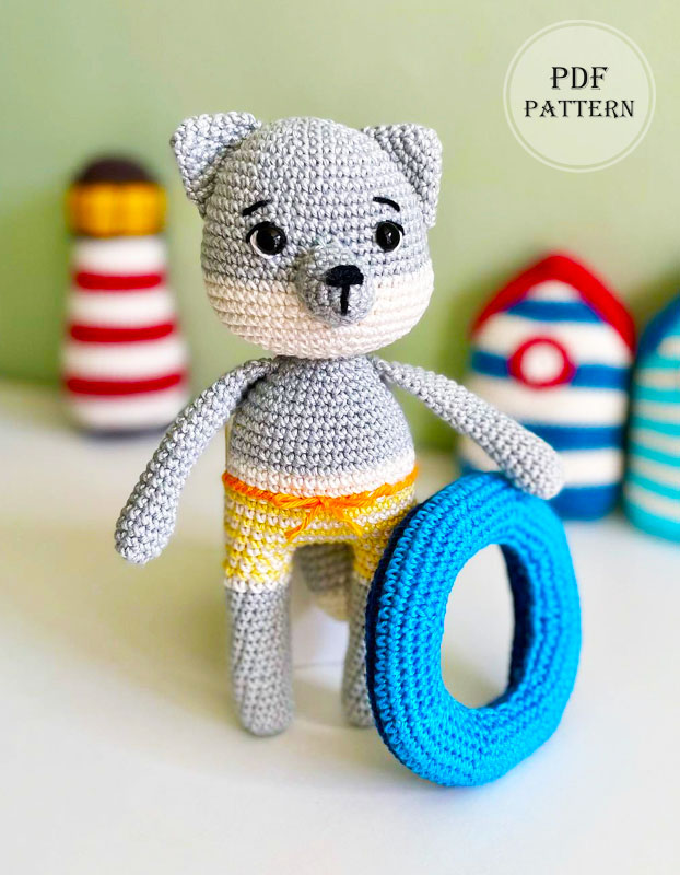 Crochet wolf with Swim Ring Free Crochet Pattern (2)