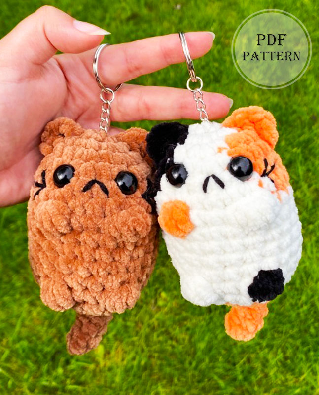 No Sew Crochet Cat Plush Keychain Pattern (2)