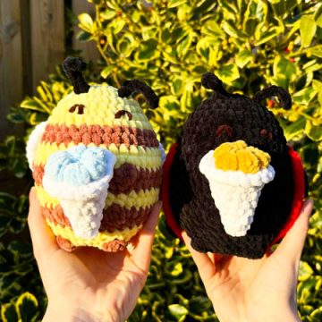 Plush Ladybug and Bee with Ice cream Free Pattern (1)