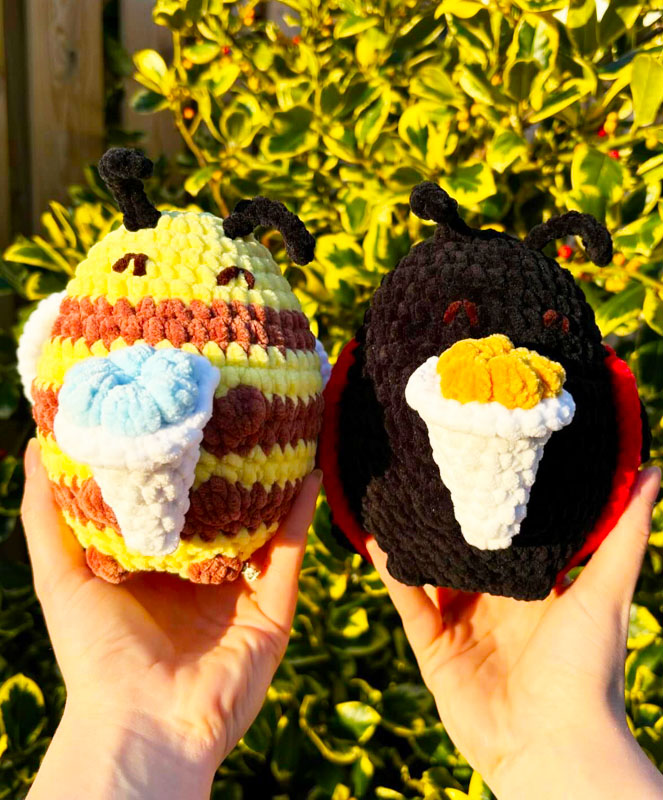 Plush Ladybug and Bee with Ice cream Free Pattern (2)