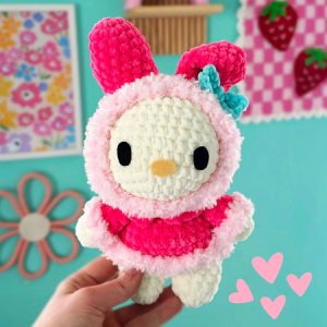 Miffy Bunny with Dark Pink Color Amigurumi PDF Pattern (1)