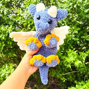Molly the Crochet Dragon with wihte Wings PDF Pattern (1)