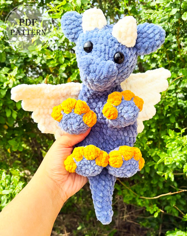 Molly the Crochet Dragon with wihte Wings PDF Pattern (2)