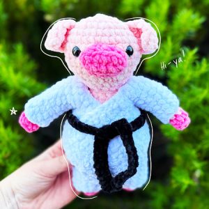 Piglet in Karate Costume Crochet Pattern Step by Step (2)