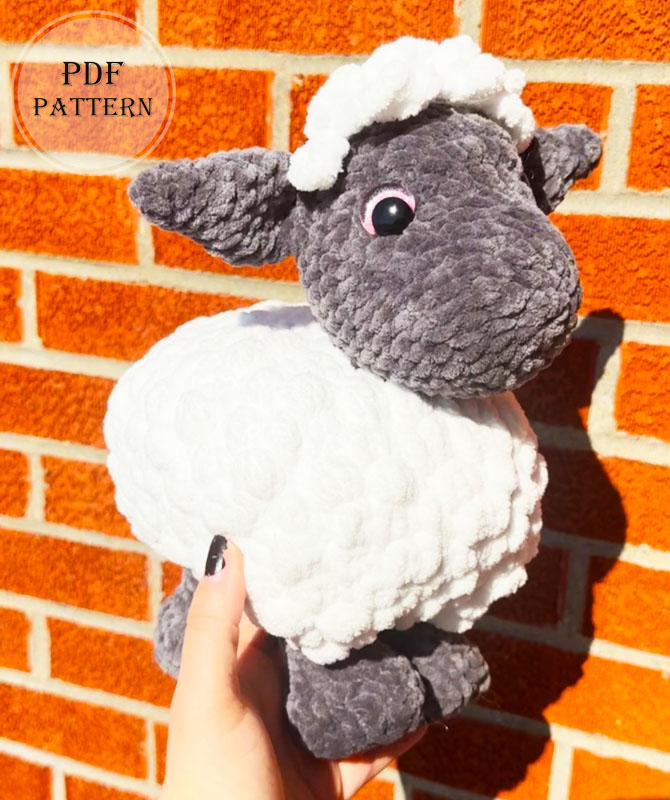 Plush Amigurumi Sheep with Bobble Stitch PDF Pattern (2)